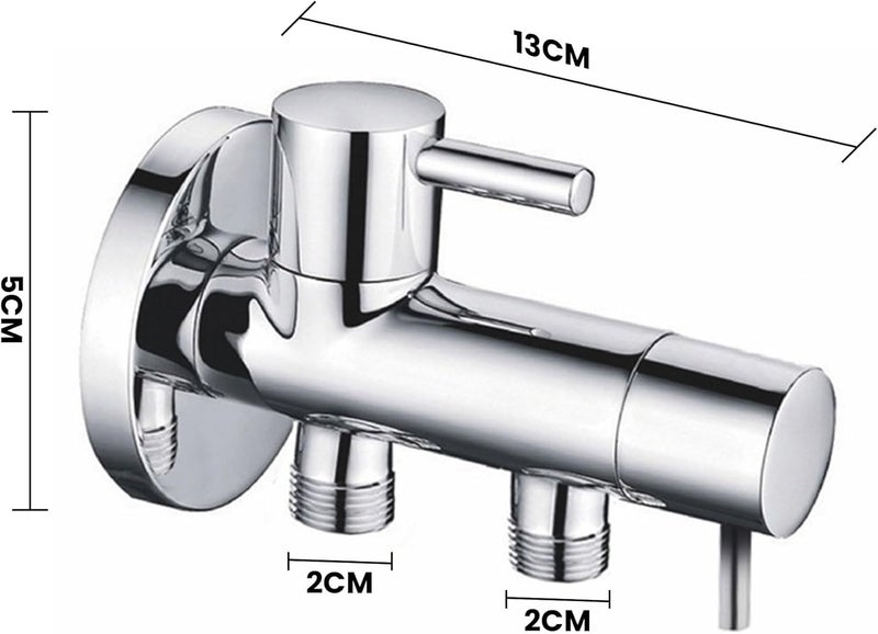 درافل صمام زاوية متعدد الوظائف من النحاس الأصفر من دورافيل مزود بمفتاح مزدوج وصنبور تحويل - Image 5